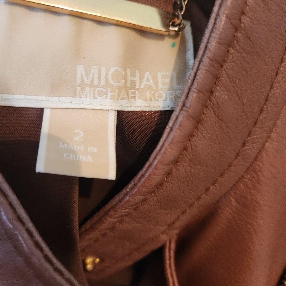 Michael Kors Leather Moto Jacket SZ 2 - Picture 5 of 8